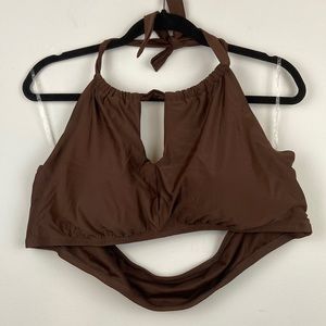 High Neck Brown Bikini Top